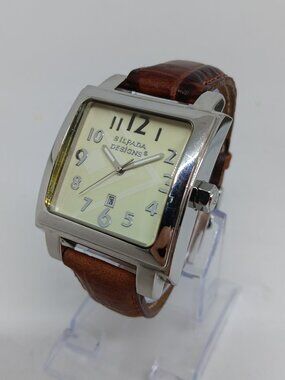 Silpada Designs 2010 Unisex 36mm x 38mm Silver Stainless Steel Square Date Watch